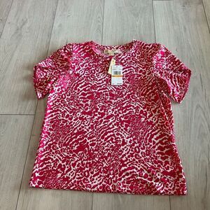 MICHAEL Michael Kors Women's Animal-Print Petal-Sleeve Top size s